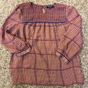 Madewell 100% silk dot geometric print blouse EUC